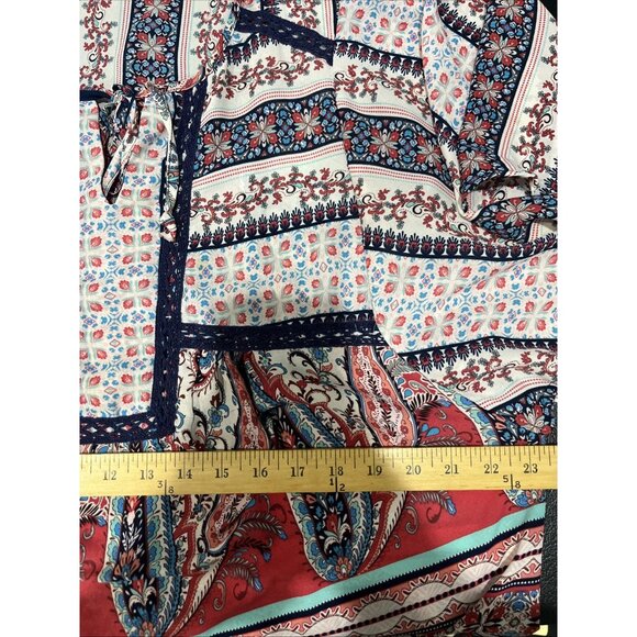 Fig and Flower Womens Top XL Multicolor Flutter Sleeve Paisley Patchwork Boho - Picture 4 of 7